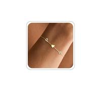 Gold Initial Bracelets for Women - Initial Bracelet Teen Gifts Trendy Stuff Stocking Stuffers for Teens Mom Christmas Gifts for Grandma Wife Best Friend Birthday Gift for Women with 2 Initials Back to