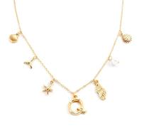 Gold Initial Charm for Women Boho Beach Jewelry with Ocean-Inspired Pendants, Dainty Seashell Letter Summer Water Vibes