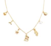 Gold Initial Charm for Women Boho Beach Jewelry with Ocean-Inspired Pendants, Dainty Seashell Letter Summer Water Vibes