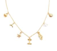 Gold Initial Charm for Women Boho Beach Jewelry with Ocean-Inspired Pendants, Dainty Seashell Letter Summer Water Vibes