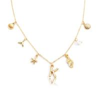 Gold Initial Charm for Women Boho Beach Jewelry with Ocean-Inspired Pendants, Dainty Seashell Letter Summer Water Vibes