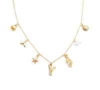 Gold Initial Charm for Women Boho Beach Jewelry with Ocean-Inspired Pendants, Dainty Seashell Letter Summer Water Vibes