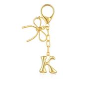 Gold Initial Keychain Bow & A-Z Bubble Initial Letter Handbag Charms Backpack Car Keyring Purse Handbag Accessories Gift, Keychain Gold K, Standard Size