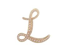 Gold Initial Letter A-Z Brooch Pin Imitation Pearl Initial Letter Pin Gold 26 Alphabets Badges Breastpin for Women Girls Clothing Hat Bags Decor, Zinc, no gemstone