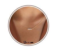 Gold Initial Necklace for Women, Delicate Gold Morse Code Initial Necklace for Women, A-Z Crystal Choker Modern Letter Necklace for Teens Christmas Jewelry