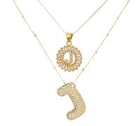 Gold Initial Necklaces Cross Necklace for Women - 2 Pieces Shining Pendant Letter a j k m Necklace Name Bubble Letter Necklace Gold Initial Christmas Valentine's Mother's Day Gifts for Women Lady
