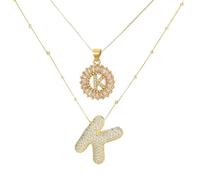 Gold Initial Necklaces Cross Necklace for Women - 2 Pieces Shining Pendant Letter a j k m Necklace Name Bubble Letter Necklace Gold Initial Christmas Valentine's Mother's Day Gifts for Women Lady
