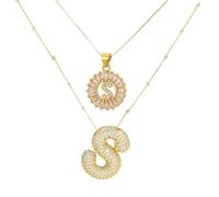 Gold Initial Necklaces Cross Necklace for Women - 2 Pieces Shining Pendant Letter a j k m Necklace Name Bubble Letter Necklace Gold Initial Christmas Valentine's Mother's Day Gifts for Women Lady