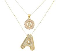 Gold Initial Necklaces Cross Necklace for Women - 2 Pieces Shining Pendant Letter a j k m Necklace Name Bubble Letter Necklace Gold Initial Christmas Valentine's Mother's Day Gifts for Women Lady
