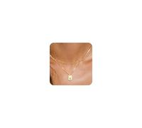 Gold Initial Necklaces for Women: Dainty Square Pendant, Lightweight & Waterproof Chain - Personalized Jewelry Gift Idea