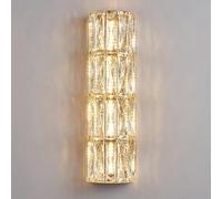 Gold Integrated LED Crystal Sconce Fixture Bedroom Night Wall Lamp Bathroom Vanity Light Bar Long Linear Hallway Lighting for Bedside Living Room, Dimming Warm White Natural(4