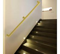 Gold Iron Hand Railing, Sturdy Staircase Handrails Wall Mount, Industrial Wrought Iron Balustrade for Indoor Stairs Outdoor Deck Loft Porch Villa Corridor Safety Support Rod(11ft/3.3m)