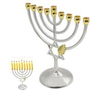 Gold Iron Hanukkah Menorah 9 Candle Holder Classic Design for Hanukkah Festival Celebrations