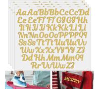 Gold Iron On Letters for Fabric & Clothing (208 Pieces) - Cursive & Small Iron On Letters for Christmas Stockings, 1.5" Gold