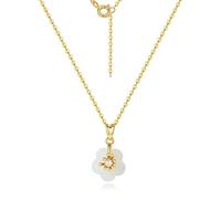 Gold Jade Peach Blossom Necklace, Freshwater Pearl Peach Blossom Pendant Necklace, For Mother, Wife, Girlfriend's Birthday