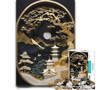 Gold Japanese Art Adult Jigsaw Puzzle, Wooden, 300 Pieces | Visual matching and sorting - a simple way to organise the image on quiet evenings.