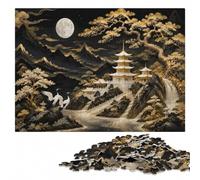 Gold Japanese Art Wooden Jigsaw Puzzle for Adults, Gift Idea, 300 Pieces | Image-area sorting: a simple way to organise the image during indoor leisure.