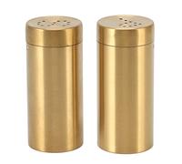 Gold Jar Set 2Pcs Stainless Steel Shakers Rustproof Screw Open Top for Salt Sugar Paprika Barbecue for Kitchen Dining and Outdoor Use
