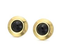 Gold Jewelry Earrings Studs, Summer Earrings Studs with Black Round Shape Cubic Zirconia Stainless Steel
