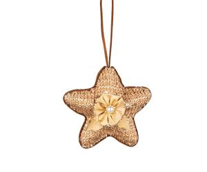 Gold Jute star 12cm - Christmas Tree Hanging Decorations Festive Decorative Ornaments Fairy Tale Themed Xmas Tree Pendant