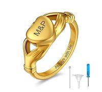 Gold Keepsake Funeral Keepsake Rings For Man, Engraved Stainless Steel Ash Urn Ring Memorial Jewellery, Size 9