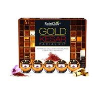 Gold Kesar Facial Kit - 6-Step Bridal Glow Facial with Saffron, Turmeric & Gold Extracts | Anti-Ageing, Skin Brightening & Radiance | At-Home Parlour Facial | All Skin Types | 250g + 10ml Serum
