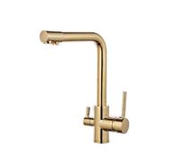 Gold Kitchen Faucets with Filtered Water, Deck Mounted Drinking Water Mixer Tap, Brass Gold Kitchen Faucet Filter Basin Mixer Tap(Blu)