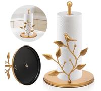 Gold Kitchen Roll Holder Free Standing, Thickened Iron Metal Paper Roll Holder with Weighted Base & Unique Exquisite Design, Gold Kitchen Decor and Accessories, Luxury Housewarming Gifts(Bird)