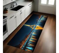 Gold Kitchen Rug 60 x 180 cm Eiffel Tower and the city Non-Slip, Anti-Fatigue Mat, Washable Kitchen Floor Runner for Home, Office Entryway Lounge Bedroom