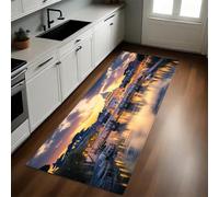 Gold Kitchen Rug City architecture castle Non-Slip Anti-Fatigue Mat 50 x 150 cm Washable Kitchen Floor Mat, Standing Mat for Home or Office