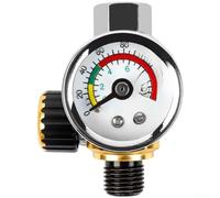 Gold Knob Air Pressure Regulator G1/4 with Dual Scale Gauge for Pneumatic Spray Tools and Compressor Control Valve, Metal Body, Accurate PSI Bar Adjustment(A)