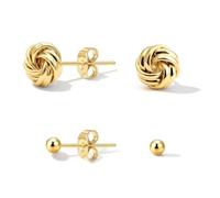 Gold Knot Earrings for Women Love Knot Stud Twisted Dangle Drop Pair | earrings in gold tone with a twisted love knot design, for work days, weddings, dinners and everyday outfits