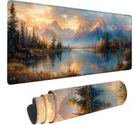Gold Large Mouse Mat 1600x800x3 mm, Extended Gaming Mouse Pad Mountain Desk Mat With Stitched Edges, Adults Mousepad Non Slip Rubber Base, Waterproof Soft Cloth Desk Pad for Office Decor, Gifts 4-E