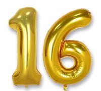 Gold Large Number 16 Balloons: 40 Inch Giant Foil Number Mylar Balloon Age 0-60 Big Helium Balloon for Birthday Party Baby Shower Decorations