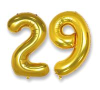 Gold Large Number 29 Balloons: 40 Inch Giant Foil Number Balloons Big Helium Balloon Age 0-9 Mylar Balloon for Kids Boy Girl Birthday Party Baby Shower Decorations