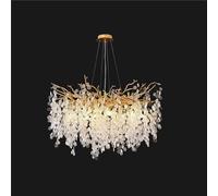Gold Leaf Crystal Chandelier - Modern Tree Branch Design, Pendant Light Fixture for High Ceilings | Ideal for Foyer, Hallway, Entryway, Dining Room, Bedroom & Living Room,Rectangle100cm