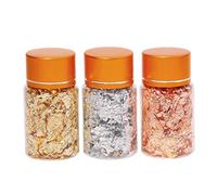 Gold Leaf Flakes Nail Foils Gold Flakes Nail Art Foil Flakes Chip Glitter Sparkle Fragment Foils for Nails Art Painting Decorations Manicure Tools DIY Craft 3PCS