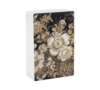 Gold Leaf Flowers Cigarette Case Anti-Squeezing Waterproof Cigarette Packing Box with Lightweight Pocket Cigarette Storage Case for Men Women Gifts