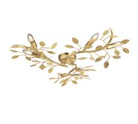 Gold Leaf Flush Ceiling Light - 6 Bulb Decorative Fitting - Low Profile Lighting