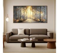 Gold Leaf Forest Painting On Canvas Wall Art Prints Abstract Forest Trees Golden Art Nature Landscape Living Room 60x120cm framework
