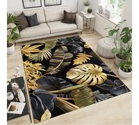 Gold Leaf Front Door Rug 60x90cm Light Luxury Gold Leaf Boho Rugs, Modern Giant Plant Palm Frond Rugs, Hallway Entrance Rug Anti-Slip Throw Floor Rug for Bathroom Laundry Room Kitchen