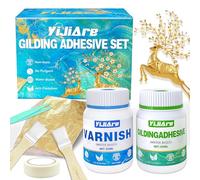 Gold Leaf Gilding Adhesive Kit, Water-Based 120ml Gold Leaf Glue and 120ml Varnish, 100pcs Gold Leaf Sheets, Suitable for Gold Foil Art, Crafts, Painting, Furniture and Decoration