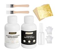 Gold Leaf Glue Set, Gold Leaf Glue Set for Crafts, 100 Pieces Imitation Gold Leaf, Water-based, Brush and Spray Bottle, Versatile for Decoration and Restoration, Gold Foil for Crafts