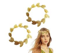 Gold Leaf Headband - 2-Piece Elegant Goddess Headband for Women & Girls, Greek Laurel Wreath, Boho Headdress, Greek Goddess Accessories for Cosplay, Christmas Party, Photoshoots & Special Occasions