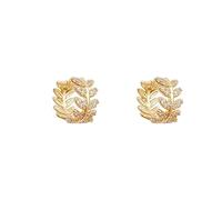 Gold Leaf Huggie Hoop Earrings for Women Olive Branch Boho Dainty Around Hoop Earrings Silver Post Cubic Zirconia Nature Inspired Jewelry Fashion Accessories Creative Gift