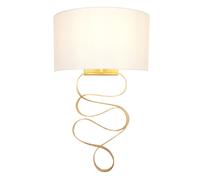 Gold Leaf Ribbon Wall Light & Ivory Half Shade - Dimmable - Hammered Metalwork