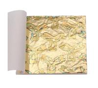 Gold Leaf Sheets Colorful Variegated Gold Foil 50pcs/Booklet for DIY Nail Gilding Craft Paper Furniture Decoration 14x14cm(Light Yellow)