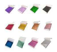 Gold Leaf Sheets Silver Leaf Sheets, 240 Sheets 12 Colors Gold Foil for Nails, 9.5 x 8.5cm Multipurpose Coloured Foil Sheets for Nails Craft Art DIY Projects, Art Decoration