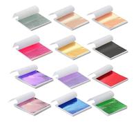 Gold Leaf Sheets Silver Leaf Sheets, 240 Sheets 12 Colors Gold Leaf Adhesive Gold Foil 9.5 x 8.5cm Multipurpose Coloured Foil Sheets for Craft Art DIY Nails Picture Frames Multi Artistic Decoration