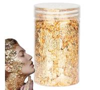 Gold Leaf - Sparkling Foil Sheets, Radiant Shimmer Leaf Material, Thin Layered Crafting Texture | Easy Blend Particle Form for Candle Design, Artwork, Styling, Ornament Projects